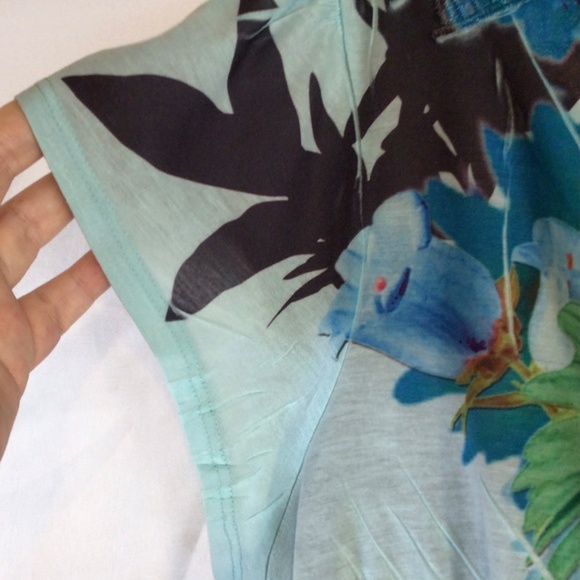 New Directions XL Floral Boho Tunic Top Abstract Print Short Sleeve Artsy Blouse - Picture 5 of 8